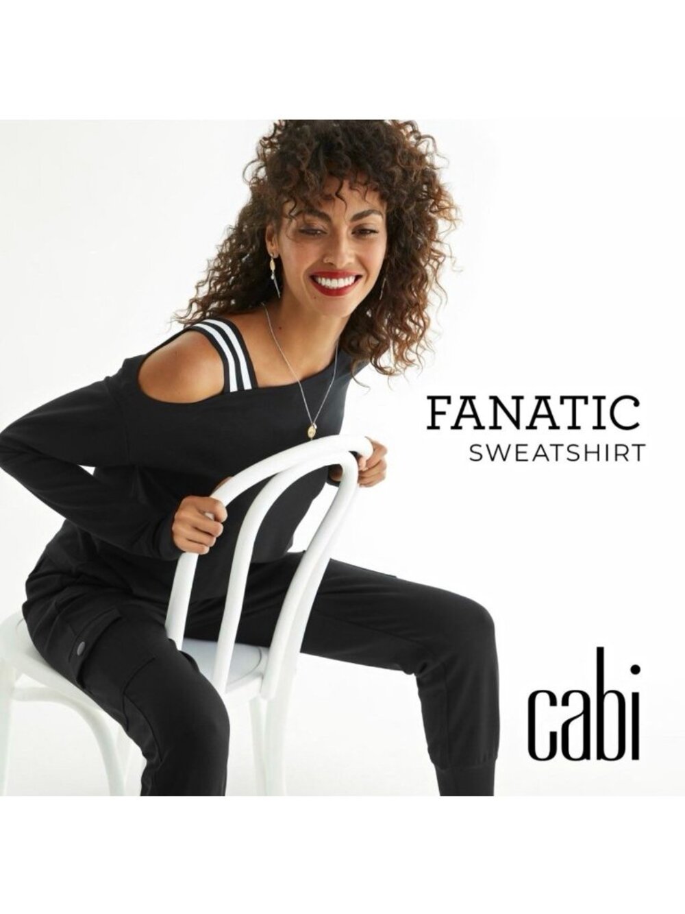 Cabi 4047 Fanatic Black One-Shoulder Off Shoulder Long Sleeve Pullover Small